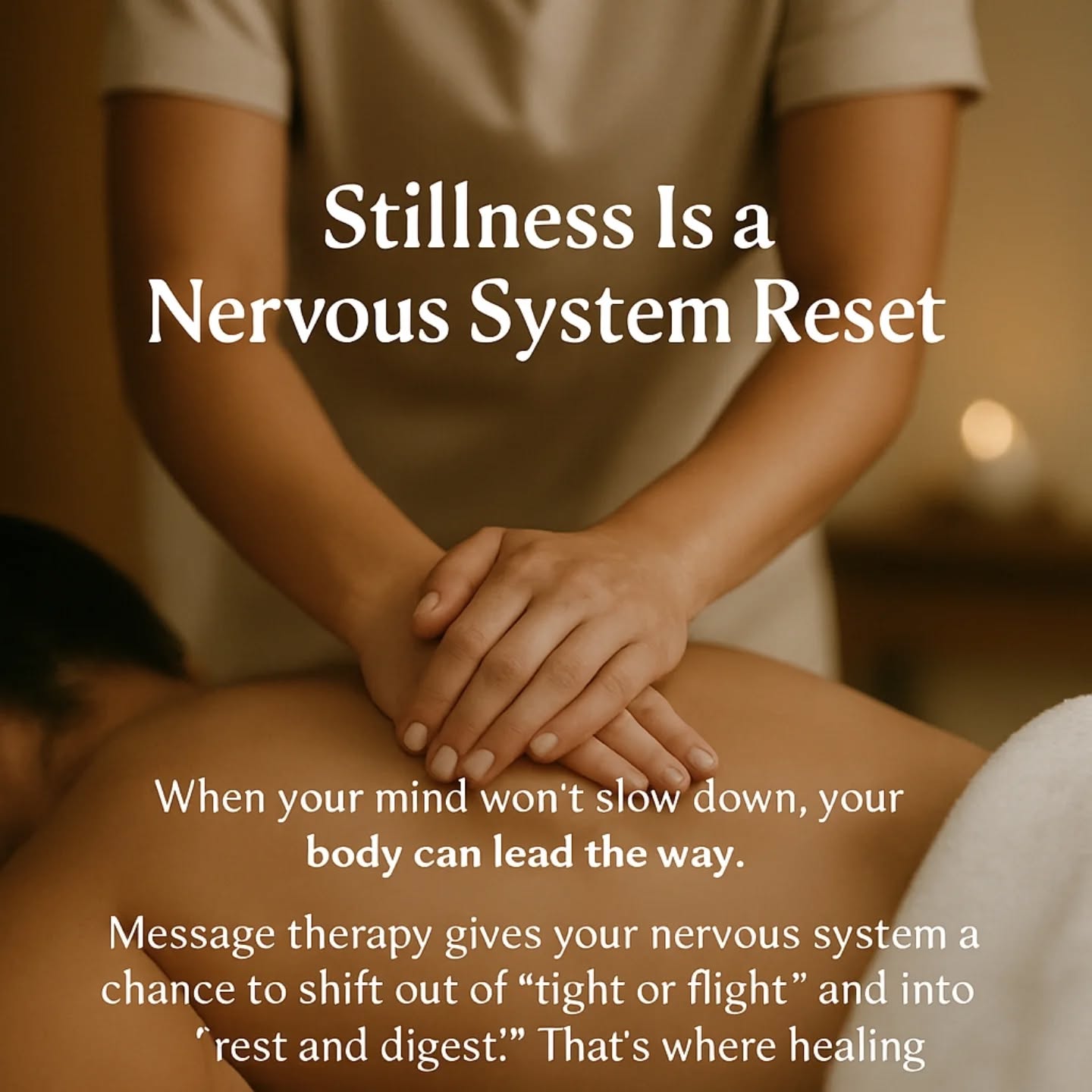 When your mind won’t slow down, your body can lead the way
Massage therapy isn’t just for sore muscles—it’s for your nervous system.
In a world that keeps pushing you to go faster, stillness is the medicine.
During massage (and vibrational sound therapy), your body shifts from stress mode (“fight or flight”) into a state of rest, healing, and reset.
You don’t have to earn rest. You deserve it.
Let your body remember what it feels like to be safe, calm, and at ease.
👐 Now booking at Deeply Kneaded Massage
📍Dallas, TX | click the link in bio to schedule
#MassageTherapy #NervousSystemReset #RestIsMedicine #DallasMassage #BodyMindBalance #DeeplyKneadedMassage #vibrationalsoundtherapy
---
Want a version for stories or a shorter caption too?